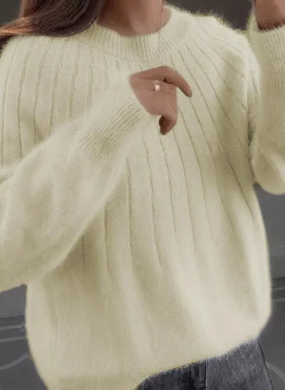 Shereen – Rundhals Pullover Mit Flauschigem Kragen