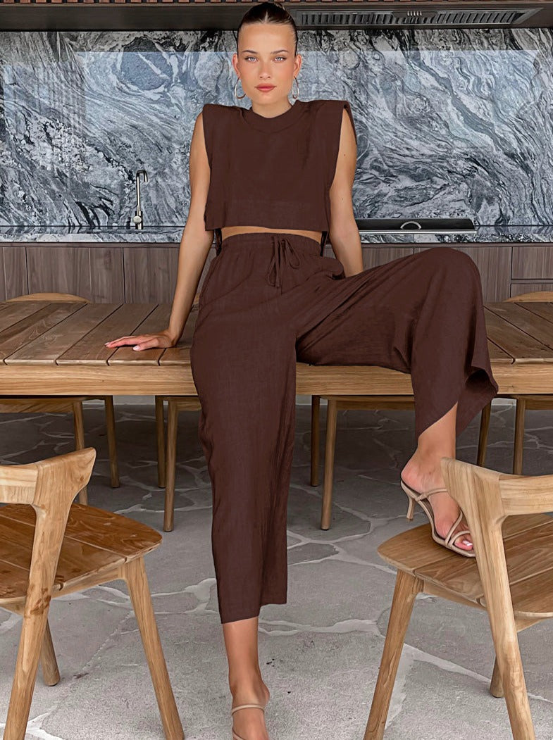 Damen Leinen-Set – Lockerer Schnitt – 2-teiliges Sommer-Outfit