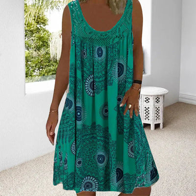 Mallory – Ärmelloses Kleid mit lebendigem Boho-Print