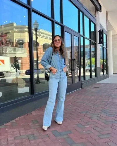 Cerise | Ultrahoch taillierte Stretch-Flare-Jeans