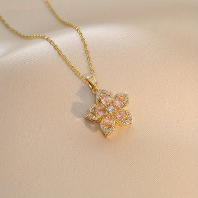 Elegante drehbare Kirschblüten-Anhänger-Halskette