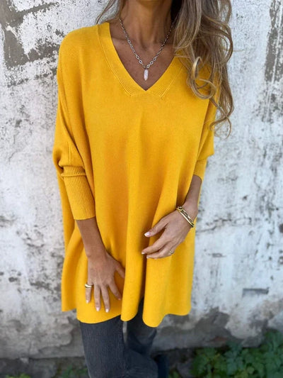 Céline – Weicher Oversized-Pullover mit V-Ausschnitt