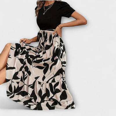 Luna - Floral Printed Summer Dress with Round Neckline