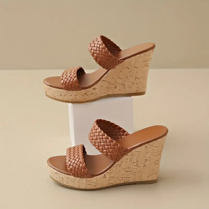 Bonnie - Keilsandalen mit geflochtenem Riemen und Kork