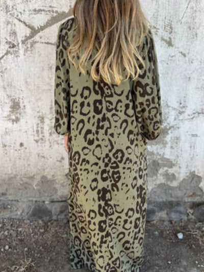 Full Size Printed V-Neck Dress with Pockets Plus Size