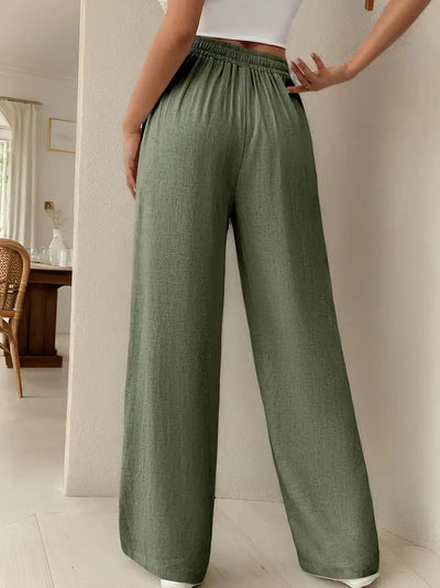 Yara – High-Waist-Loungehose mit Kordelzug und weitem Bein