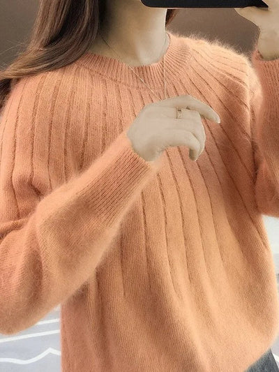 Shereen – Rundhals Pullover Mit Flauschigem Kragen