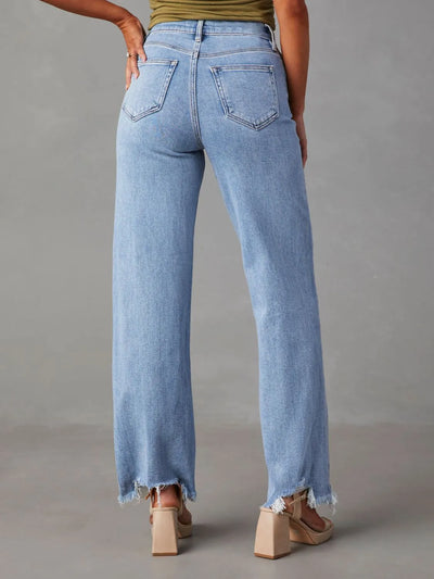 Raw Hem Loose Fit Jeans