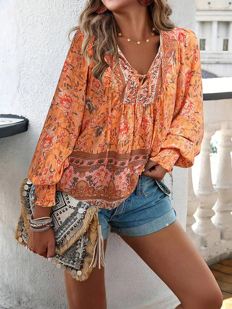 AYRA BLUSE MIT BLUMEN