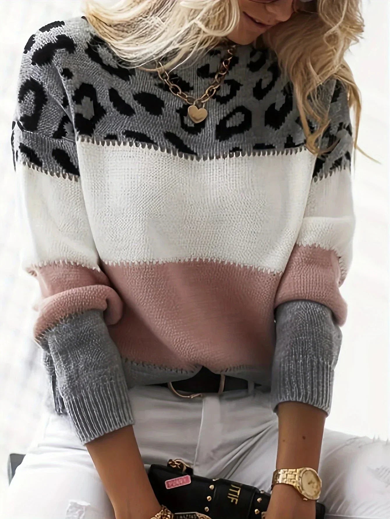 LIA™ | Leopardenmuster Warmer Pullover
