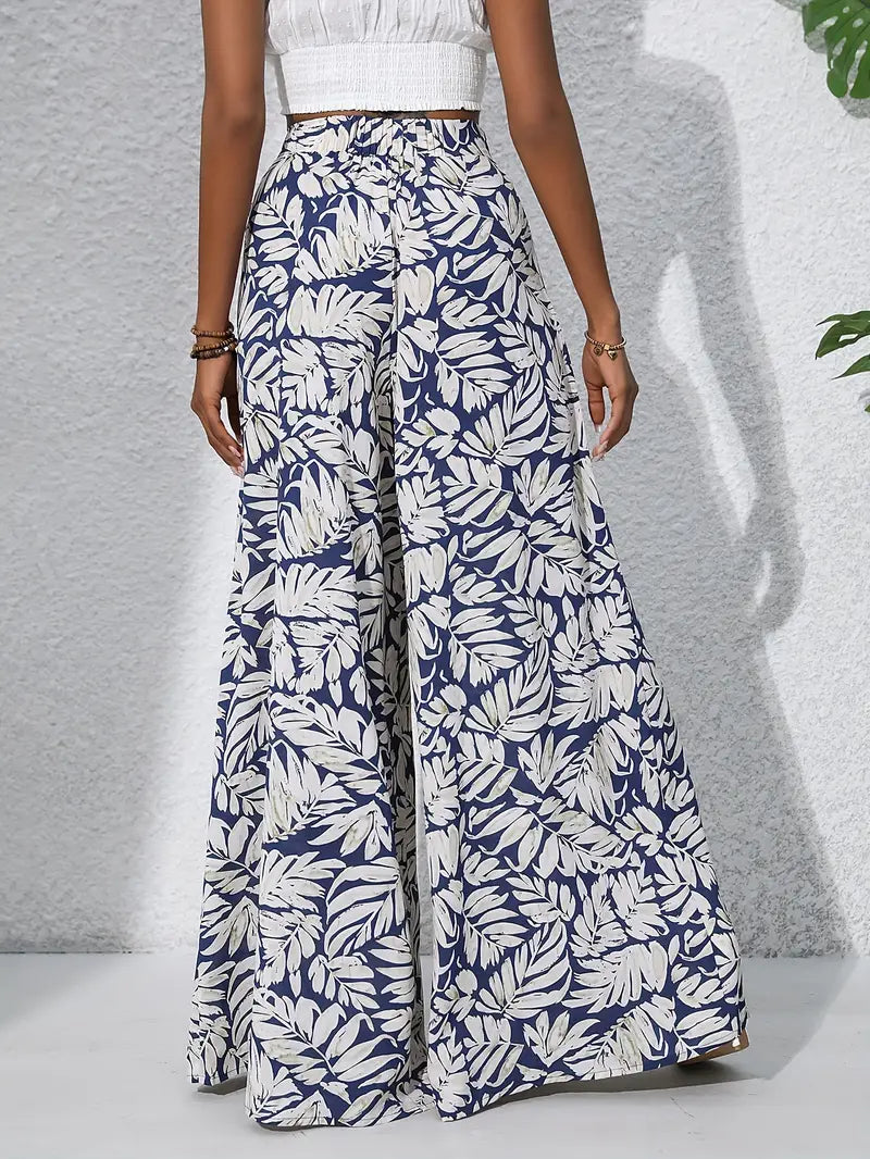 Louvelle – Stilvolle Hose mit weitem Bein und tropischem Print