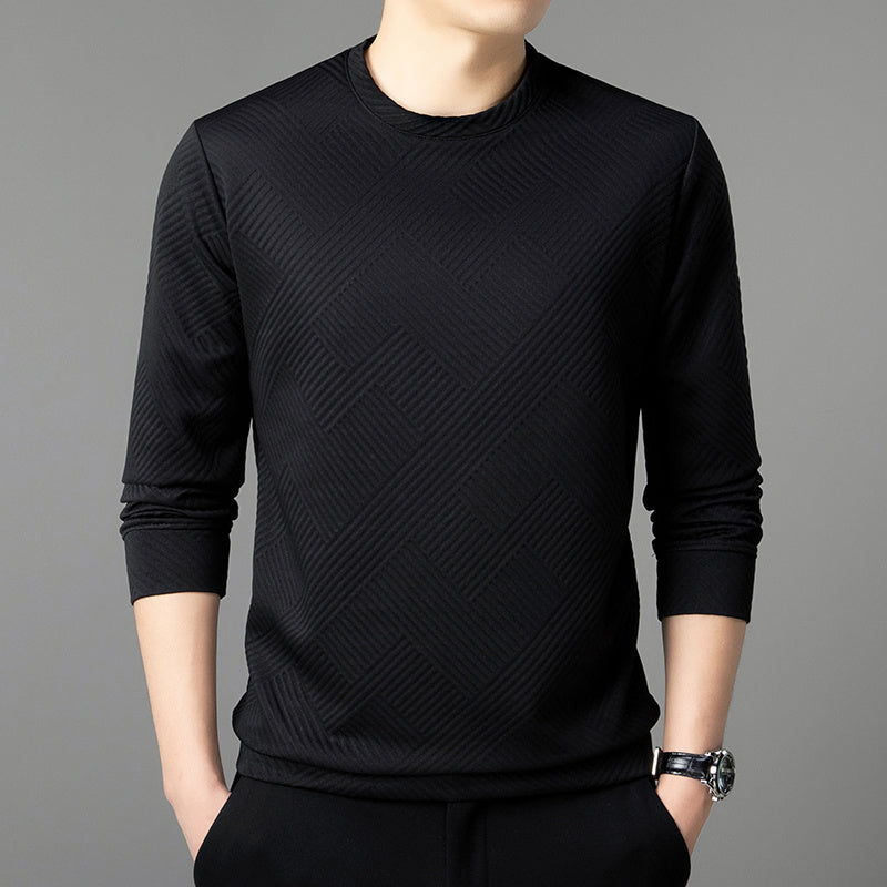 Stefan | Geometrisch gemusterte Comfort Herren Jacquard Crewneck T-Shirts