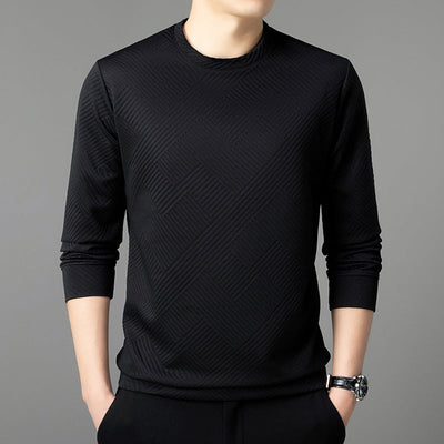 Stefan | Geometrisch gemusterte Comfort Herren Jacquard Crewneck T-Shirts