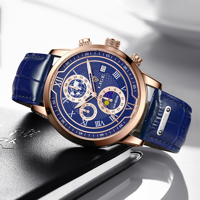 Chronographuhr mit hochwertigem Lederarmband