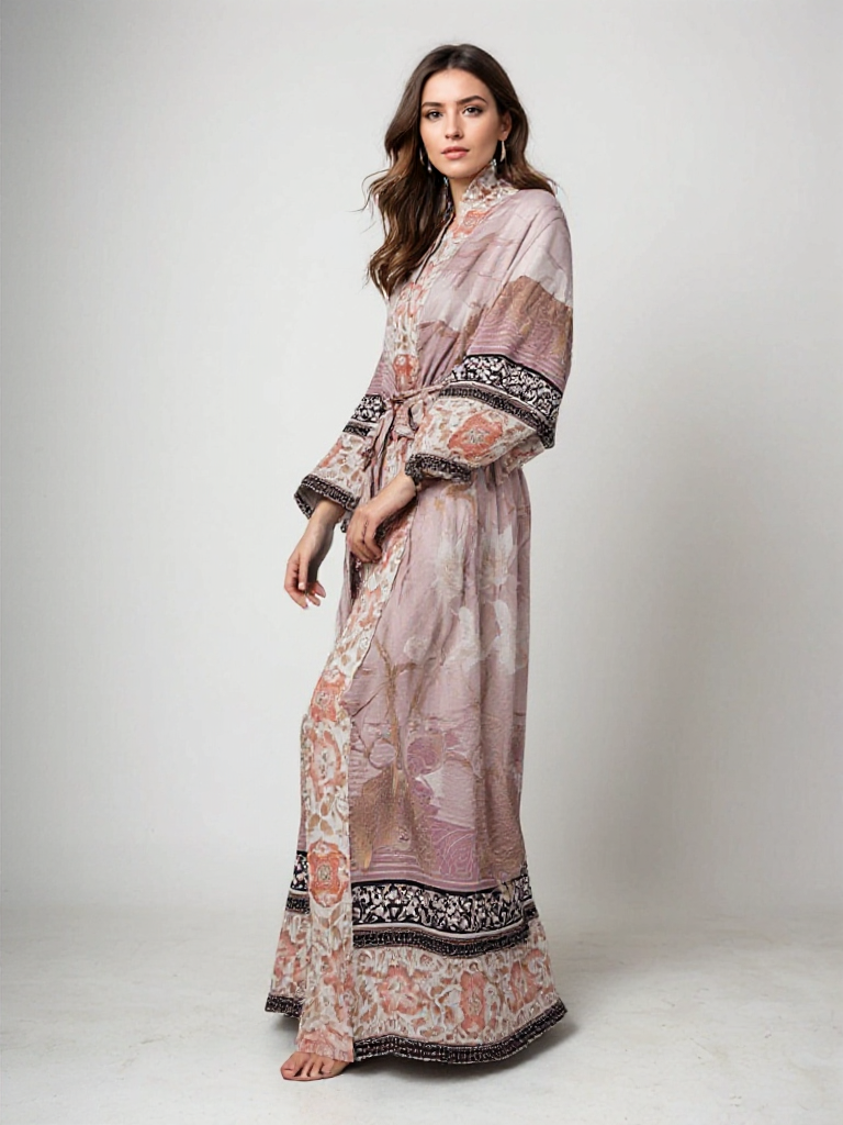Damen Kimono mit Blumenmuster – Leichter Sommer-Kimono