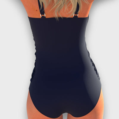 Astrid – Farbintensiver Badeanzug mit überkreuztem Vorderteil