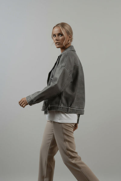 Saskia | Oversize Bikerjacke Kunstleder