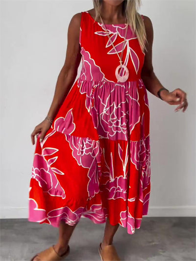 HELGA ÄRMELLOSES KLEID MIT PRINT