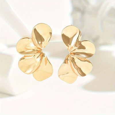 Golden Bloom Elegante Floral Geometry Ohrringe für Sie