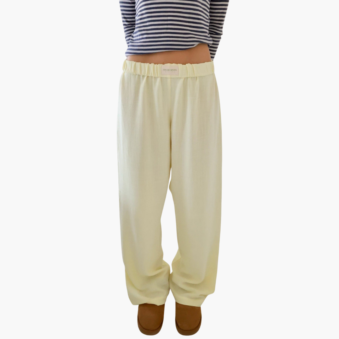 Damen Loungehose mit elastischem Bund und weitem Bein