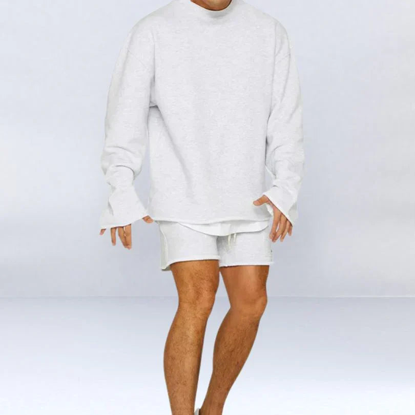 LESZE - STILVOLLE LANGARM PULLOVERHEMDEN MIT KURZE HOSE