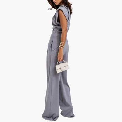 Zweiteiler Damen - Eleganter Hosenanzug mit weitem Bein