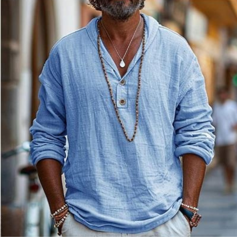 Herren Freizeithemd mit Knöpfen | Langarm Shirt im lockeren Stil