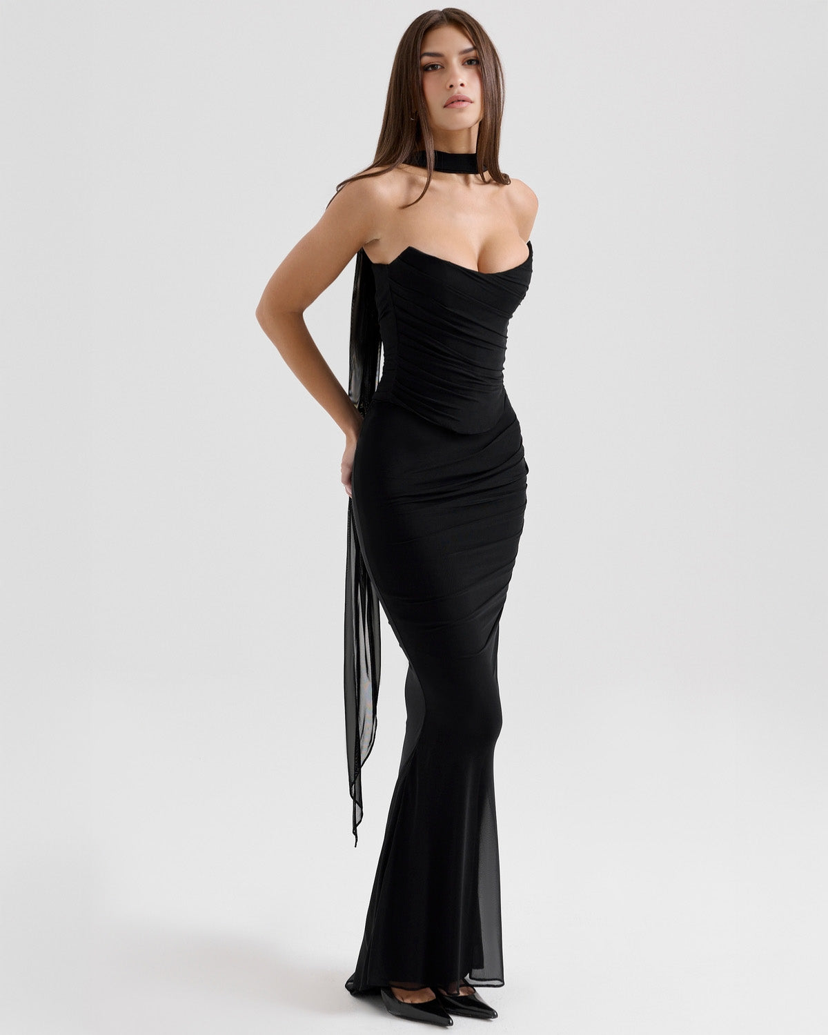 Tara I Zweiteiliges Mesh-Set mit Oberteil und Maxirock