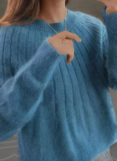 Shereen – Rundhals Pullover Mit Flauschigem Kragen