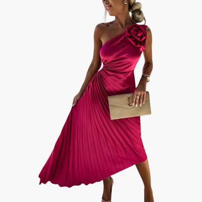 Romantisches Midikleid für Damen – 3D Blumenapplikationen