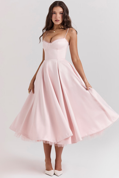 Luce - Satin-Tüll-Midikleid