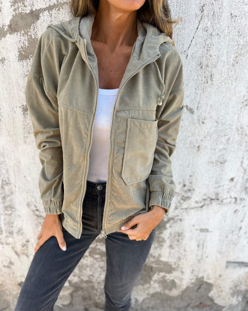 CORIALA - CORDJACKE MIT KAPUZE UND REISSVERSCHLUSS