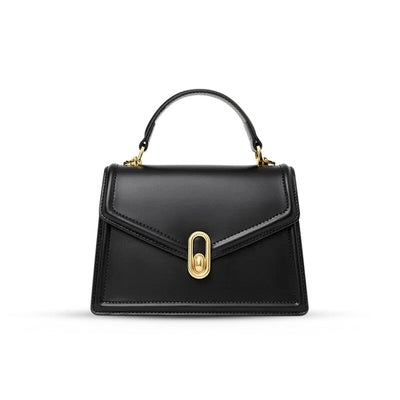 Elena | Strukturierte Damenhandtasche mit Top-Handle & goldfarbenem Verschluss – Elegante City-Bag