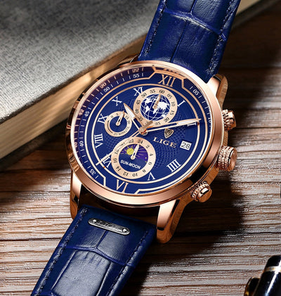 Chronographuhr mit hochwertigem Lederarmband