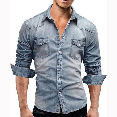 Edward – lässiges herren-jeanshemd mit langen armeln
