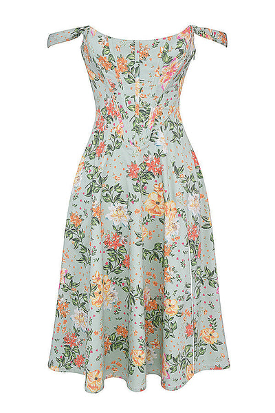Damen-Midikleid aus Viskose mit Blumenmuster und V-Ausschnitt
