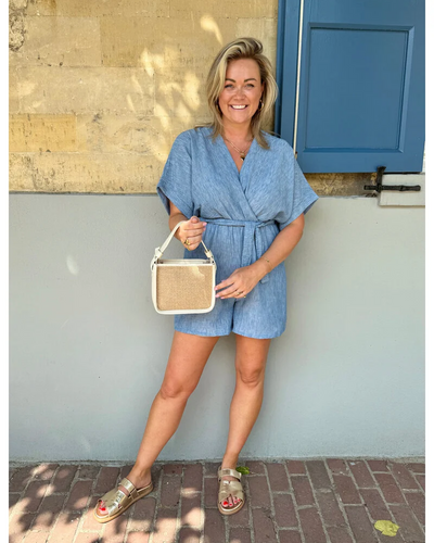 Lerusik - Kurzärmeliger Leinen Spielanzug