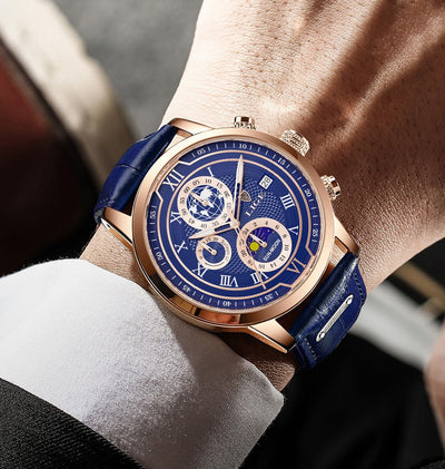 Chronographuhr mit hochwertigem Lederarmband