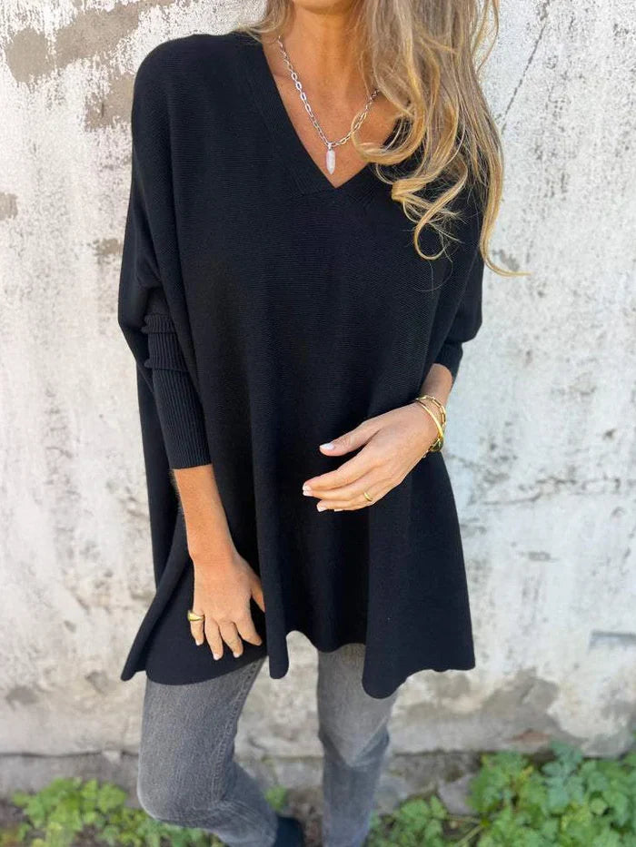 Céline – Weicher Oversized-Pullover mit V-Ausschnitt