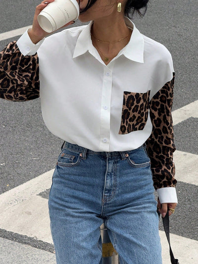 Gestreifte Damenbluse mit Leo-Details – Auffällig, Lässig & Streetstyle-ready