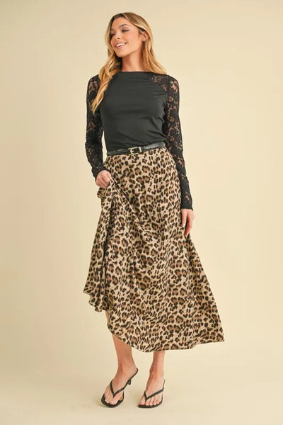 Aemi+Co Leopard Midi Skirt