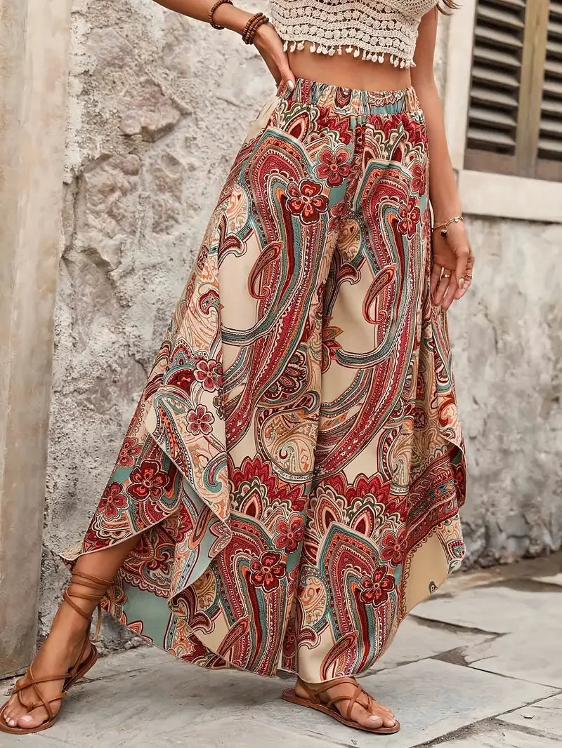 Loren – Boho-Paisley-Palazzohose mit Schlitz