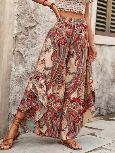 Loren – Boho-Paisley-Palazzohose mit Schlitz