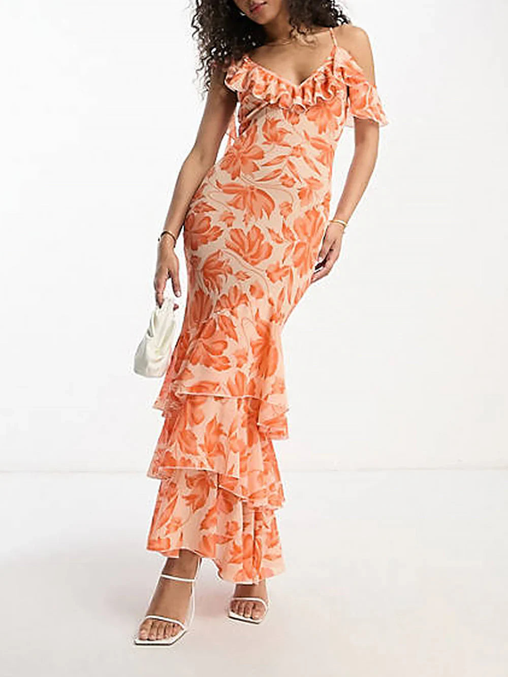 Yriella – Kräftiges Maxikleid mit Rüschen
