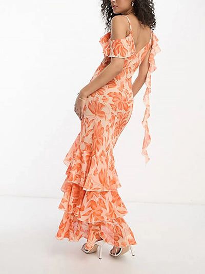 Yriella – Kräftiges Maxikleid mit Rüschen