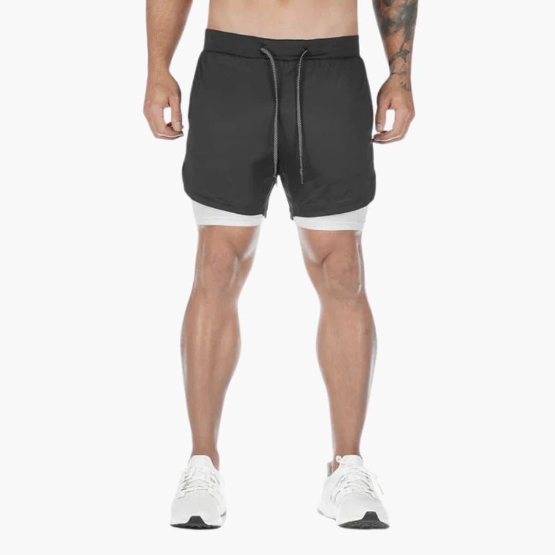 Herren Trainingsshorts mit Innenhose und Kordelzugbund