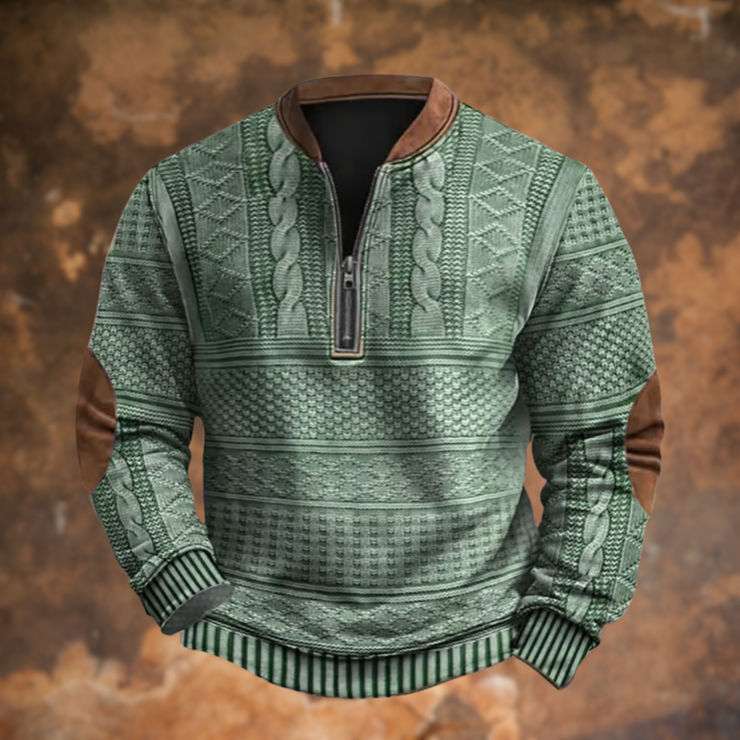 Armel | Gemütliches Vintage Strick Herren Zip Sweatshirt