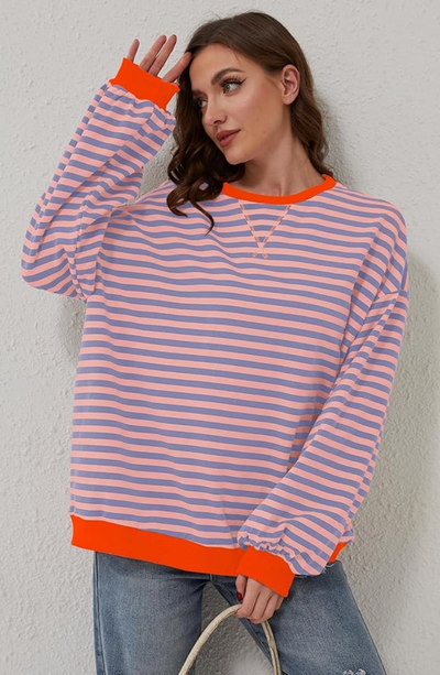 MAYA™-GESTREIFTER ÜBERGROSSER PULLOVER