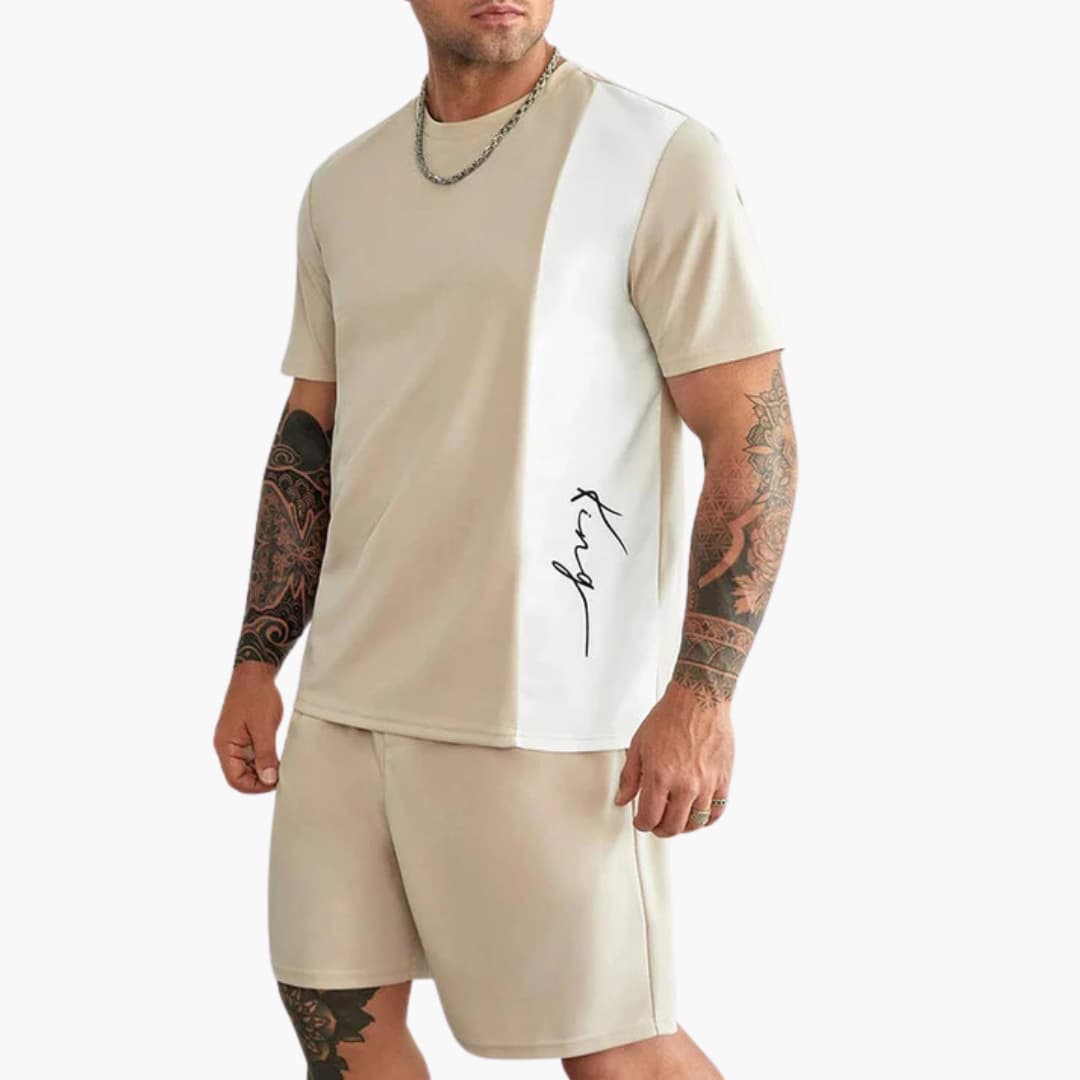 Herren 2-teiliger Sommer-Set mit Grafik und Rundhals