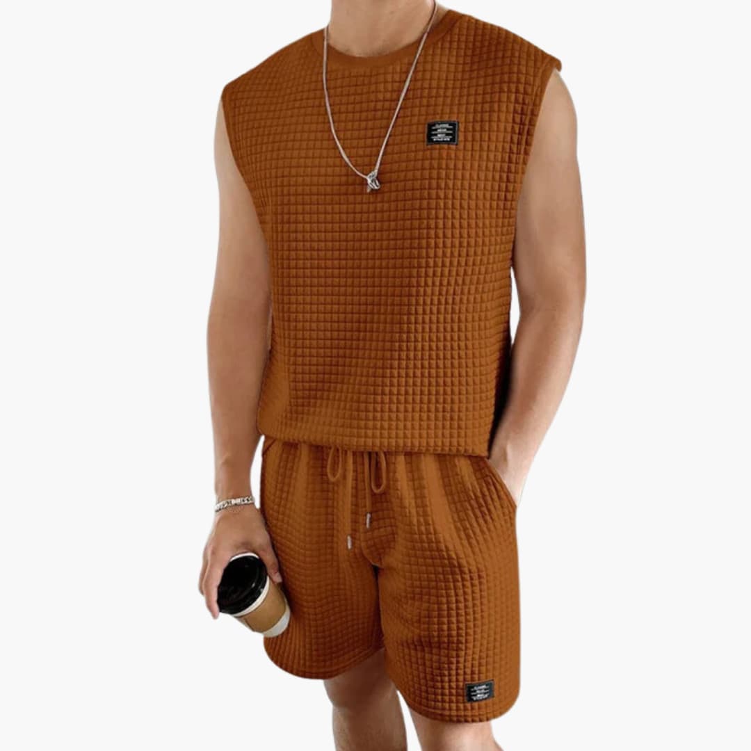Herren Lounge Set mit ärmellosem Top und Waffelstruktur